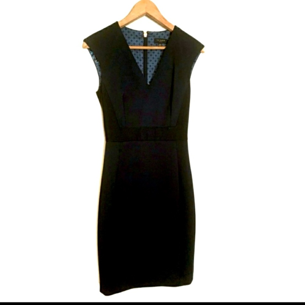 Ted Baker navy blue midi dress